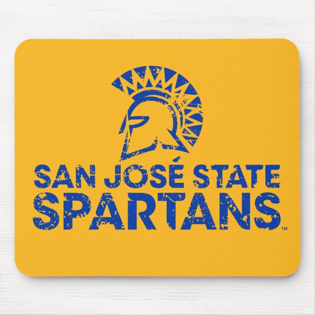 San Jose State Spartans Logo Wordmark Distressed Mouse Pad (Front)