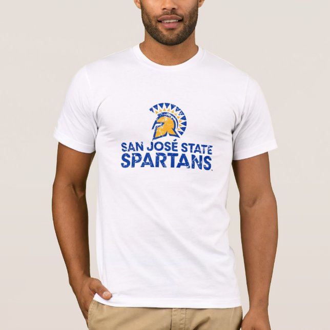 San Jose State Spartans Logo Wordmark Distressed T-Shirt (Front)