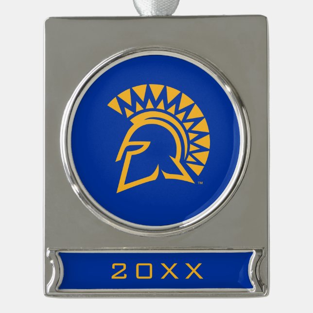 San Jose State Spartans Silver Plated Banner Ornament (Front)