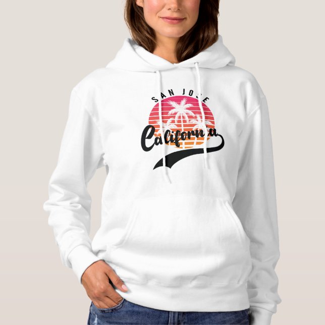 San Jose White Retro Sunset Hoodie (Front)