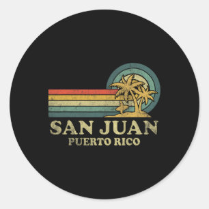 San Juan Beach Puerto Rico Family Vacation Vintage Classic Round Sticker