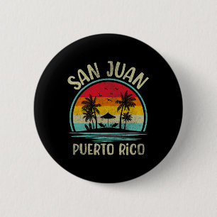 San Juan Beach Puerto Rico Palm Tree Family Summer 6 Cm Round Badge