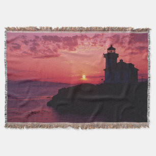 San Juan Island, Lime Kiln Lighthouse Throw Blanket