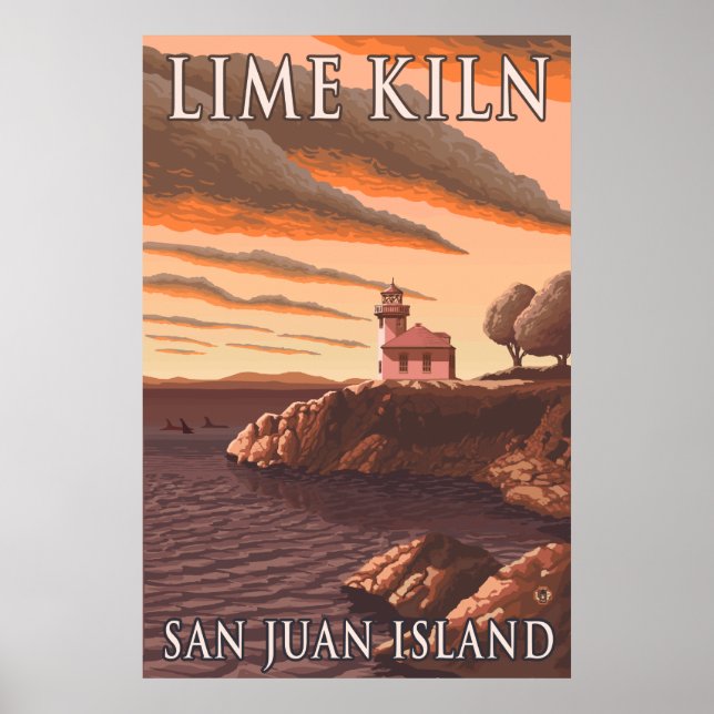 San Juan Island, WA - Lime Kiln Lighthouse Poster (Front)