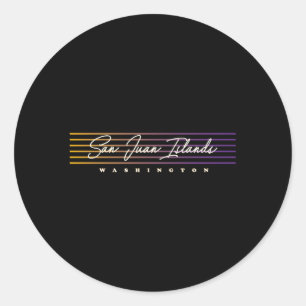 San Juan Islands Nostalgic Style Washington Classic Round Sticker