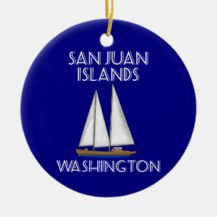 San Juan Islands Washington Sailing Ceramic Ornament