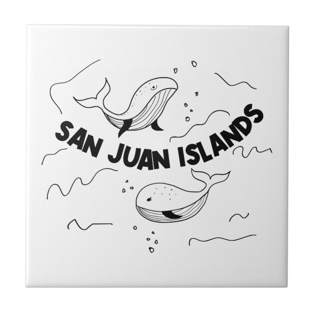 San Juan Islands Whales Ceramic Tile (Front)