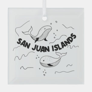 San Juan Islands Whales Glass Tree Decoration