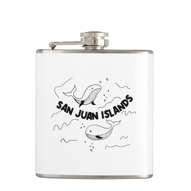 San Juan Islands Whales Hip Flask (Front)