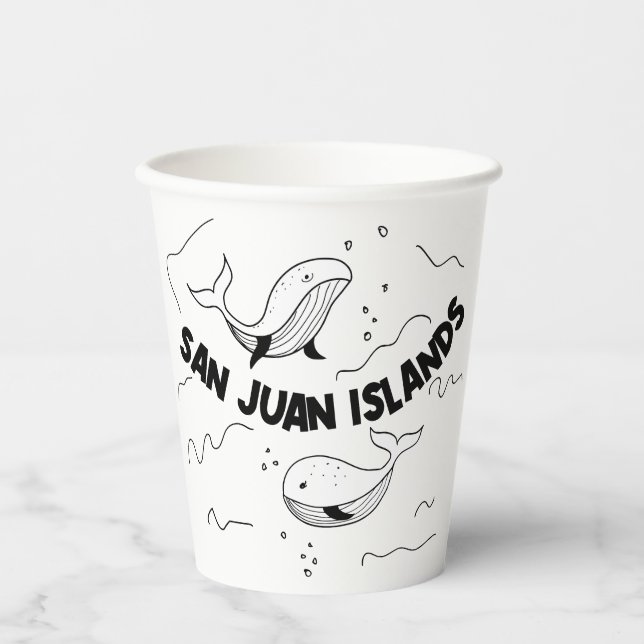 San Juan Islands Whales Paper Cups (Front)