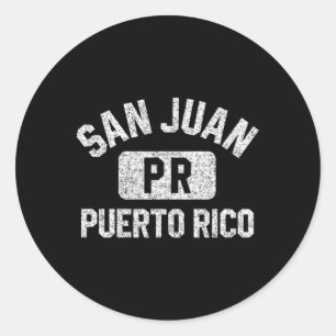 San Juan Pr Puerto Rico Gym Style Distressed White Classic Round Sticker