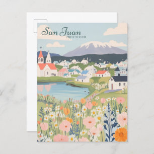 San Juan Puerto Rico Gouache Illustration Travel Postcard