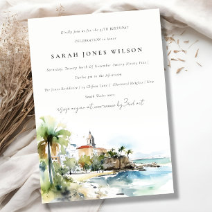 San Juan Puerto Rico Watercolor Landscape Birthday Invitation