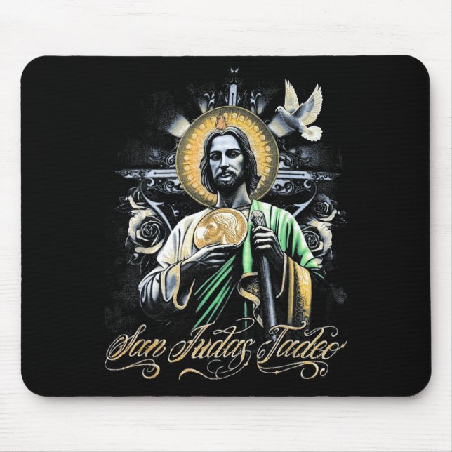 San Judas Tadeo Religious Art Catholic Saints Desi Mouse Pad (Front)