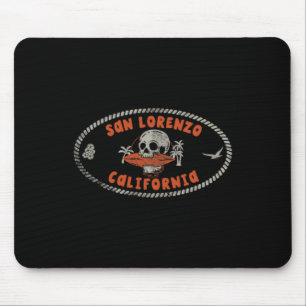 San Lorenzo California Ca Retro Surfer Front And C Mouse Pad