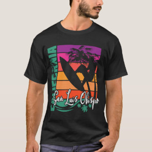 San Luis Obispo California Retro Sunset Beach Surf T-Shirt