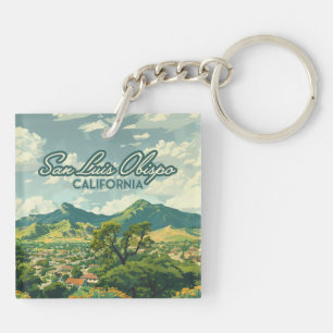 San Luis Obispo SLO California Central Coast Retro Key Ring
