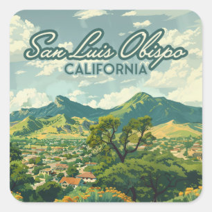 San Luis Obispo SLO California Central Coast Retro Square Sticker