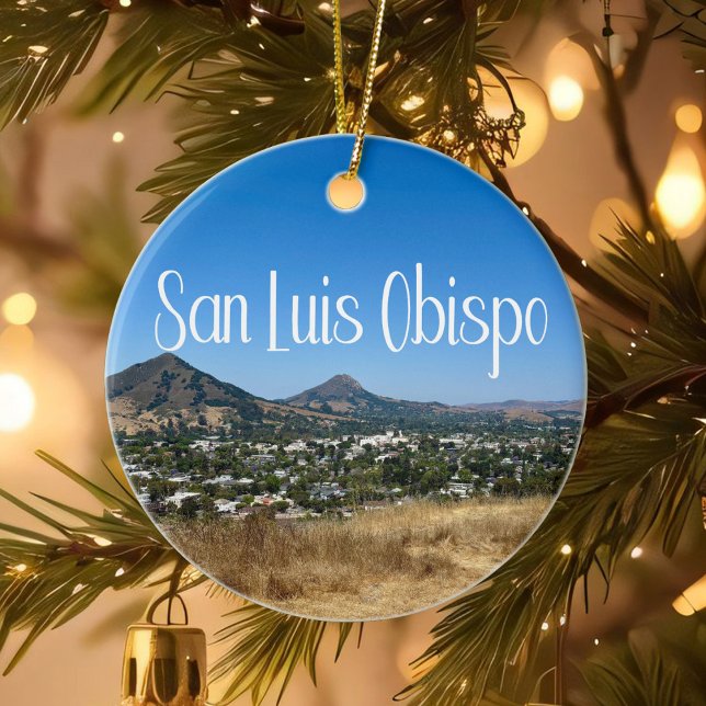 San Luis Obispo Terrace Hill Photo Christmas Ceramic Ornament (Creator Uploaded)