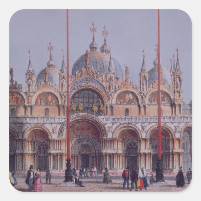San Marco, Venice, engraved by Brizeghel (litho) Square Sticker (Front)