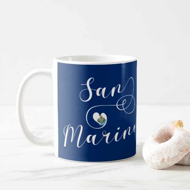 San Marinio Flag Heart Coffee Mug (With Donut)