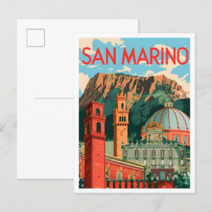 San Marino Art Vintage Travel Illustration Postcard