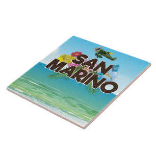 San Marino Beach travel poster Ceramic Tile