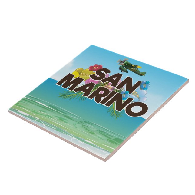 San Marino Beach travel poster Ceramic Tile (Side)