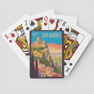 San Marino Castle Illustration Travel Art Vintage Playing Cards