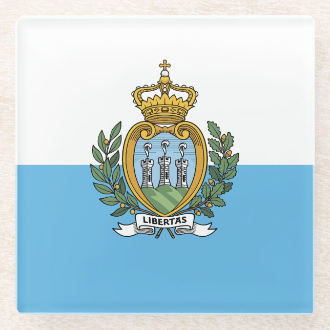 San Marino Flag Glass Coaster (Front)