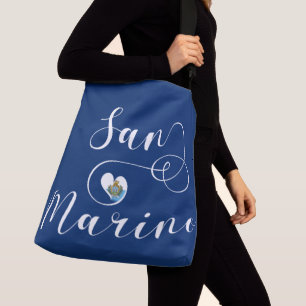 San Marino Flag In Heart Crossbody Bag