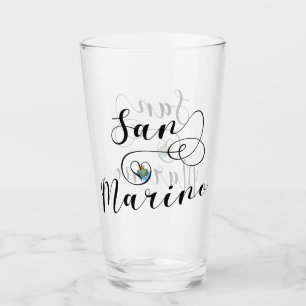San Marino Flag In Heart Glass