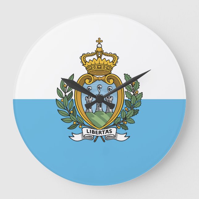 San Marino Flag Large Clock (Front)