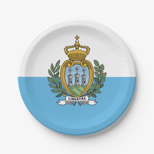 San Marino Flag Paper Plate (Front)