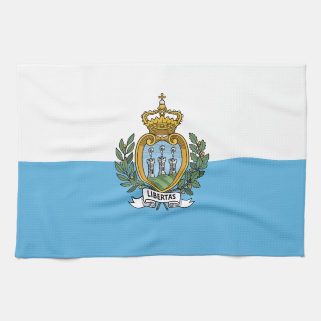 San Marino Flag Tea Towel (Horizontal)