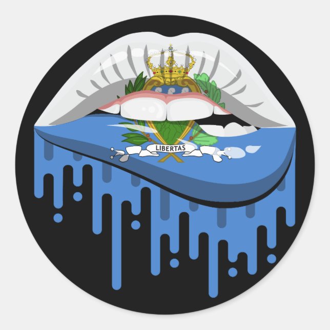 San Marino lips pride root flag Classic Round Sticker (Front)