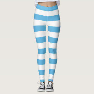 San Marino National Flag Colours Horizontal Stripe Leggings
