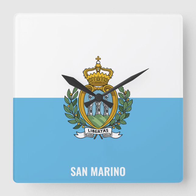 San Marino National Flag Patriotic Square Wall Clock (Front)