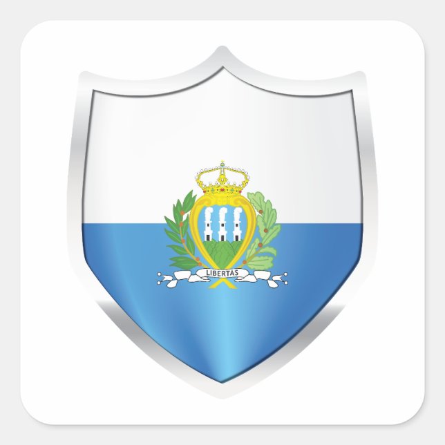 San Marino Silver Shield Flag Square Sticker (Front)