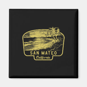 San Mateo California Beach Surf Vintage Blue  Magnet