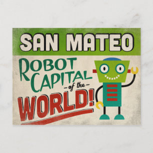 San Mateo California Robot - Funny Vintage Postcard