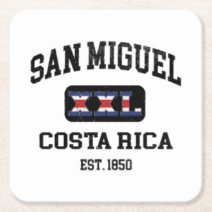 San Miguel, Costa Rica - XXL Athletic Square Paper Coaster