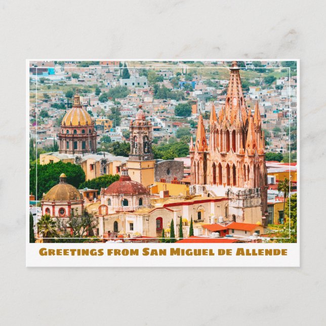 San Miguel de Allende Colourful Skyline Postcard (Front)