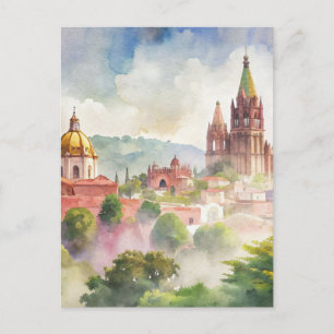 San Miguel de Allende Mexico Watercolor Postcard