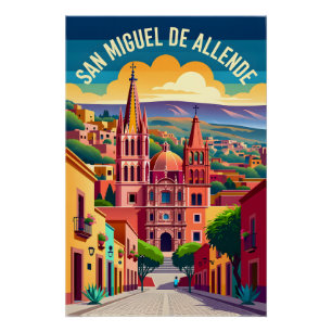 San Miguel de Allende Retro Travel Poster Art