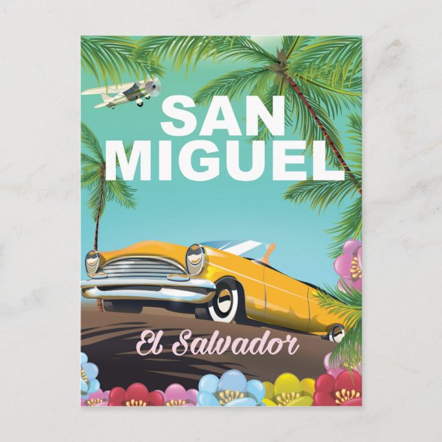 San Miguel El Salvador vintage travel poster Postcard (Front)