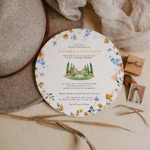 San Miguel Mexico Watercolor Floral Wedding Invitation