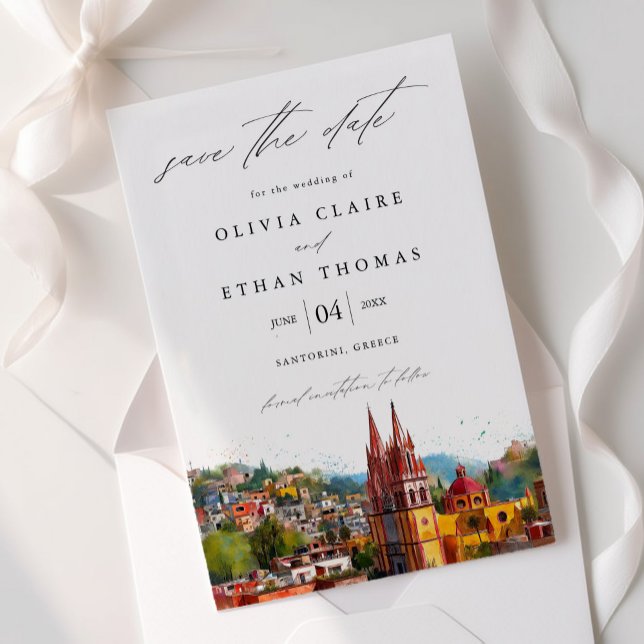 San Miguel Watercolor Destination Wedding Save The Date (Creator Uploaded)