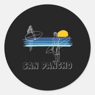San Pancho Surfing Beach Surf Guy Girl  Classic Round Sticker