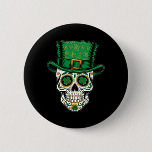 San Patties Irish Lucky Shamrock Sugar Skull St Pa 6 Cm Round Badge